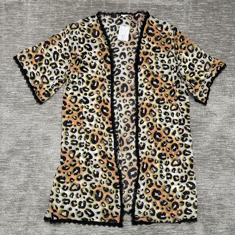 LuLaRoe Kimono Cardigan Womens XL Leopard Animal Print Chiffon Chloe Cover Up